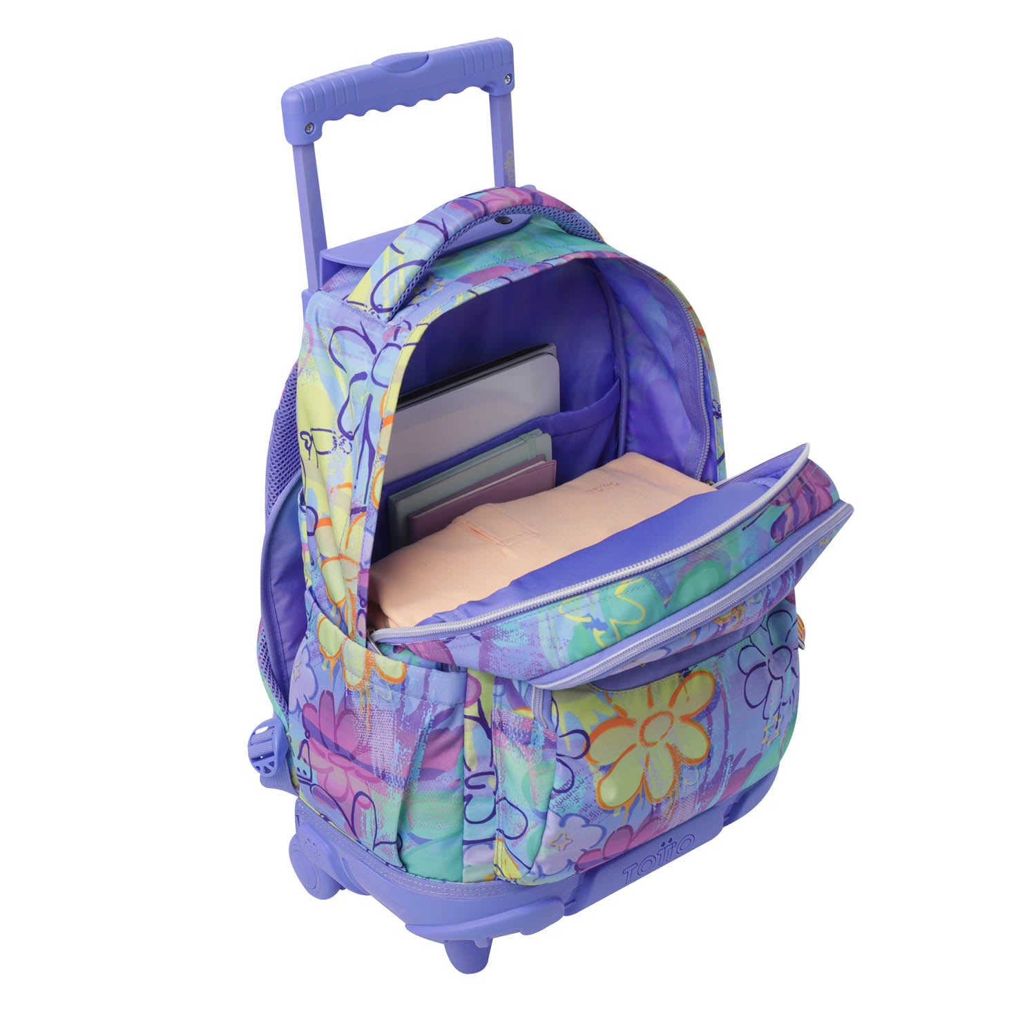 TOTTO Mochila escolar con ruedas Renglones + Estuche Tablero - 5Q8 Grafily