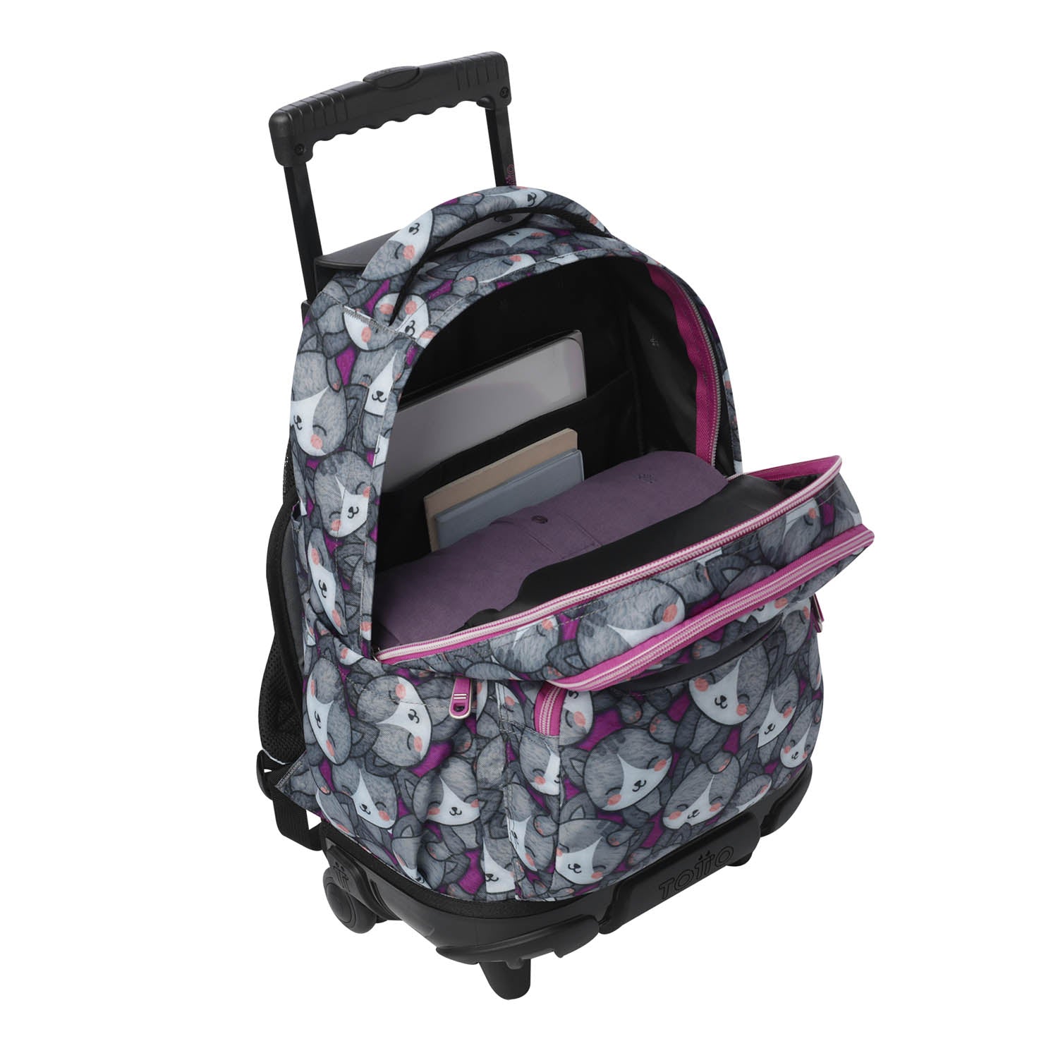 TOTTO Mochila escolar con ruedas Renglones - 7YI Kitten Rose