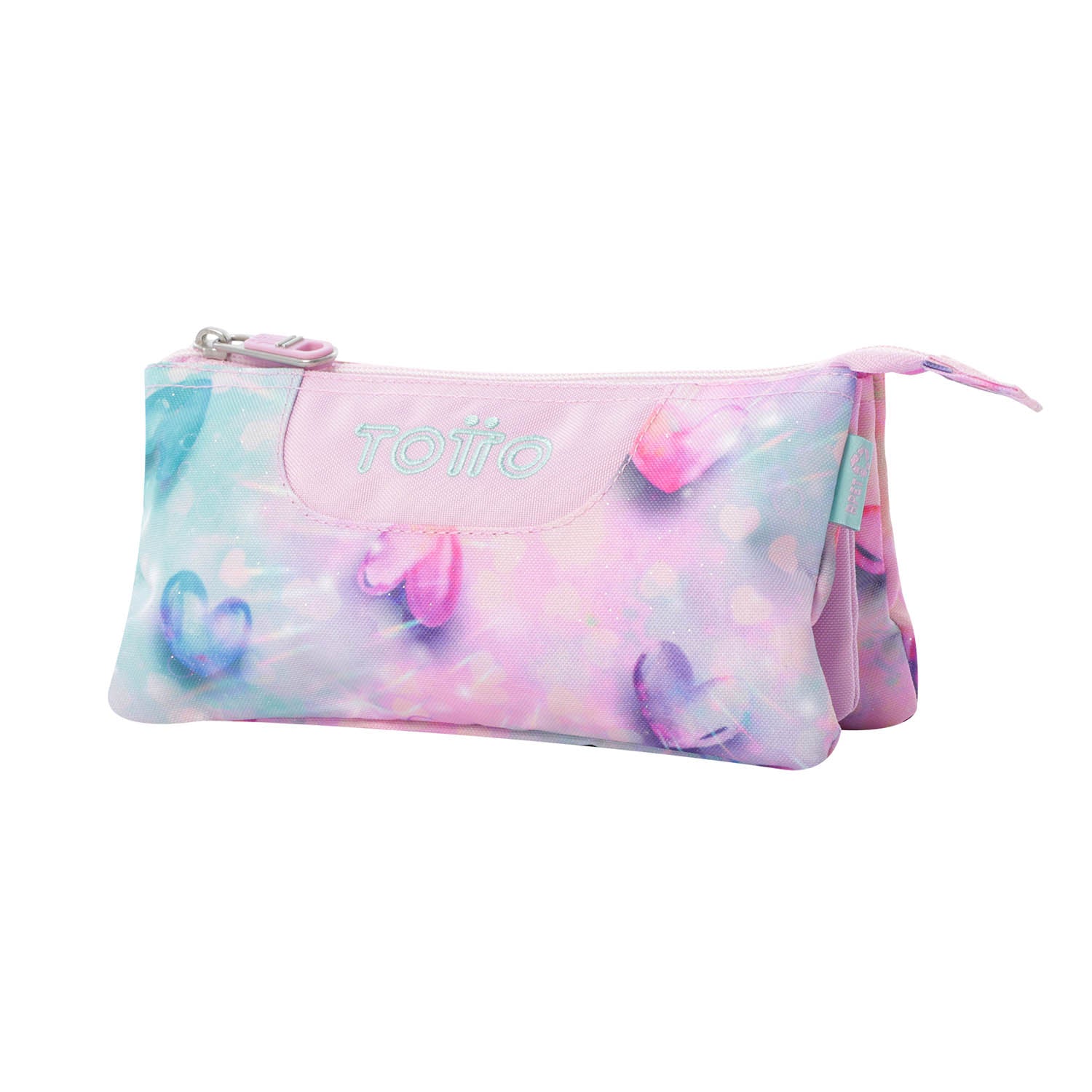 TOTTO Szkolny plecak z liniami kołami + obudowa deski rozdzielczej - 1KB błyszczące serce