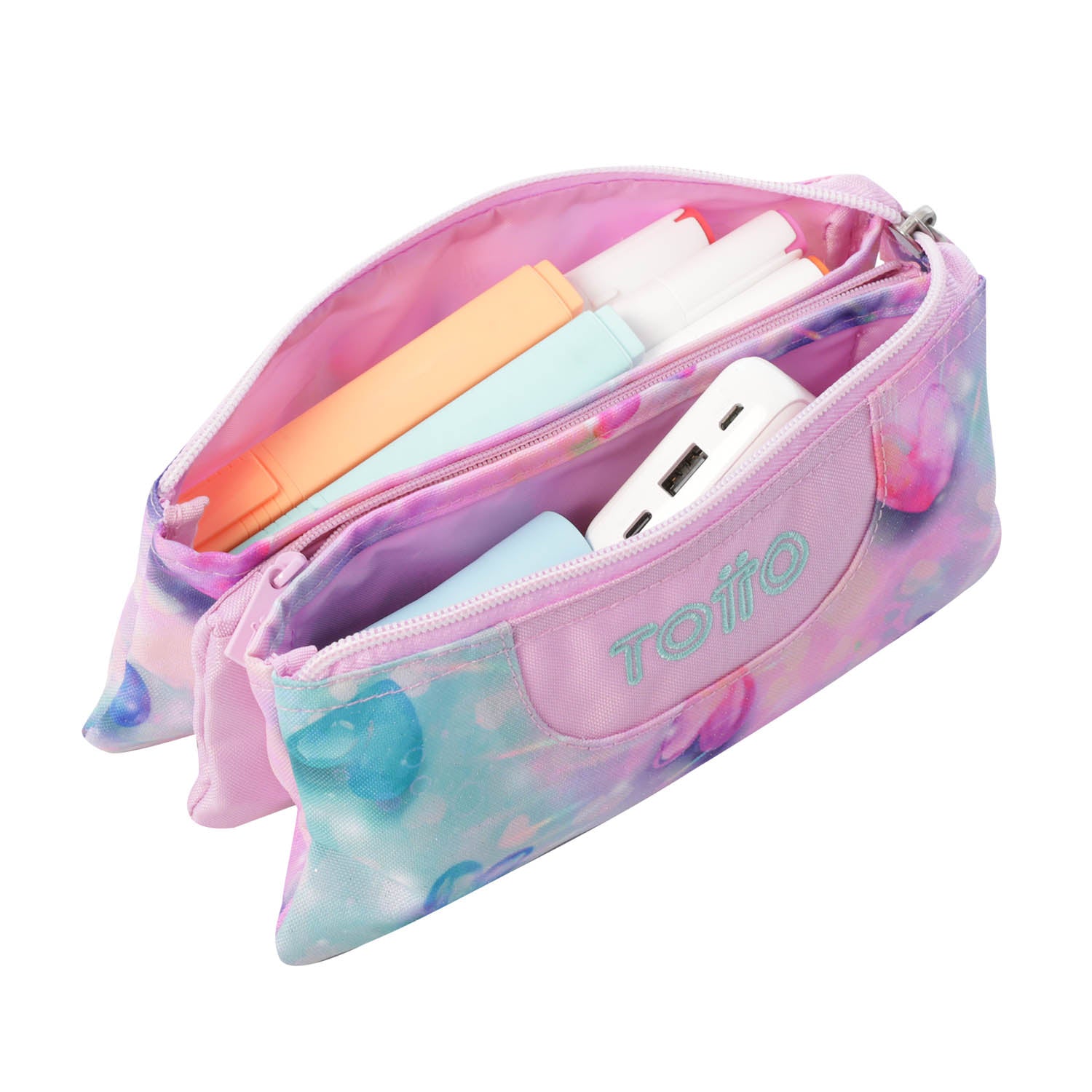 TOTTO Szkolny plecak z liniami kołami + obudowa deski rozdzielczej - 1KB błyszczące serce