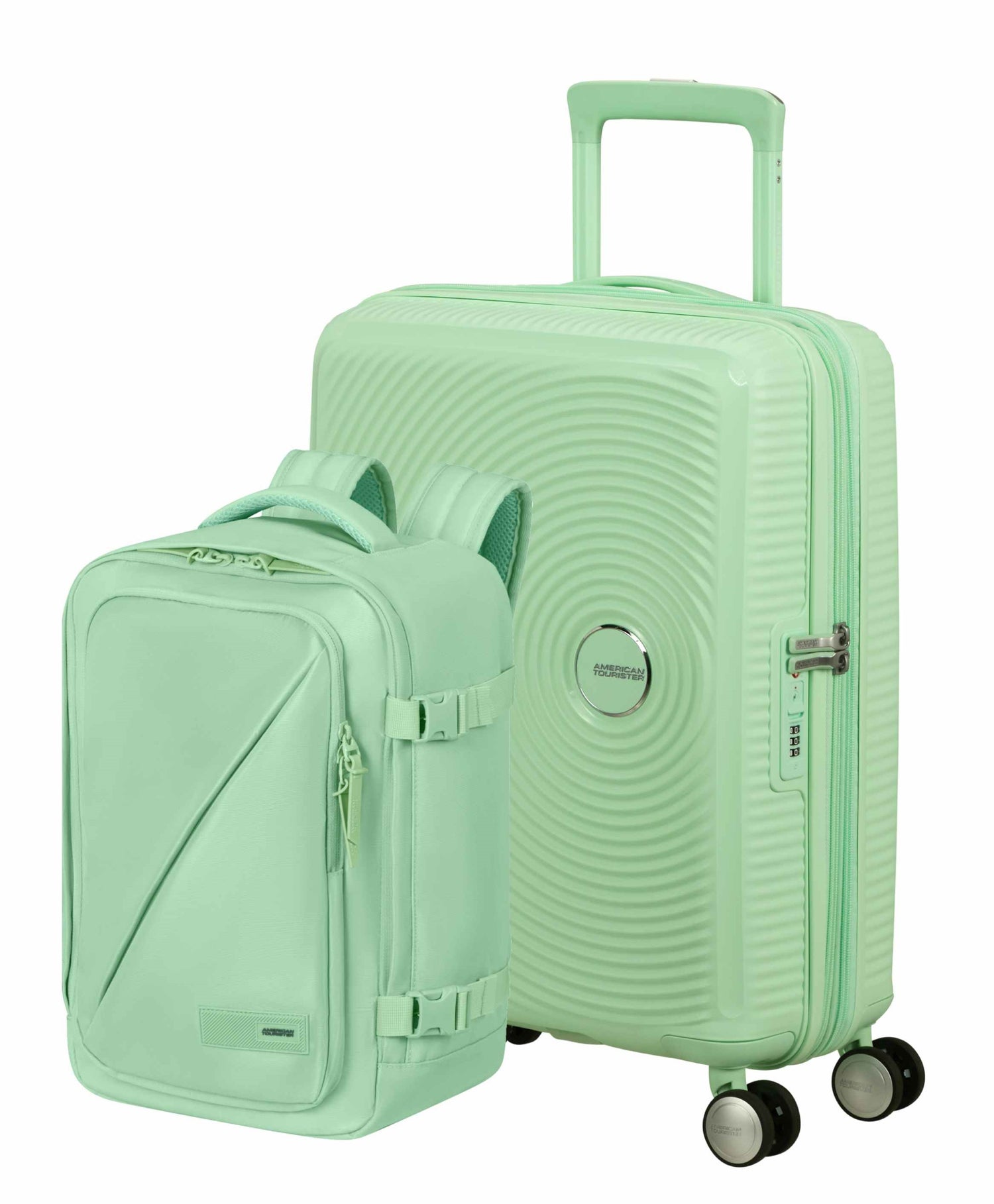 Pack Valise cabine SoundBox + Sac à dos Take2cabin de American Tourister - gâteau vert