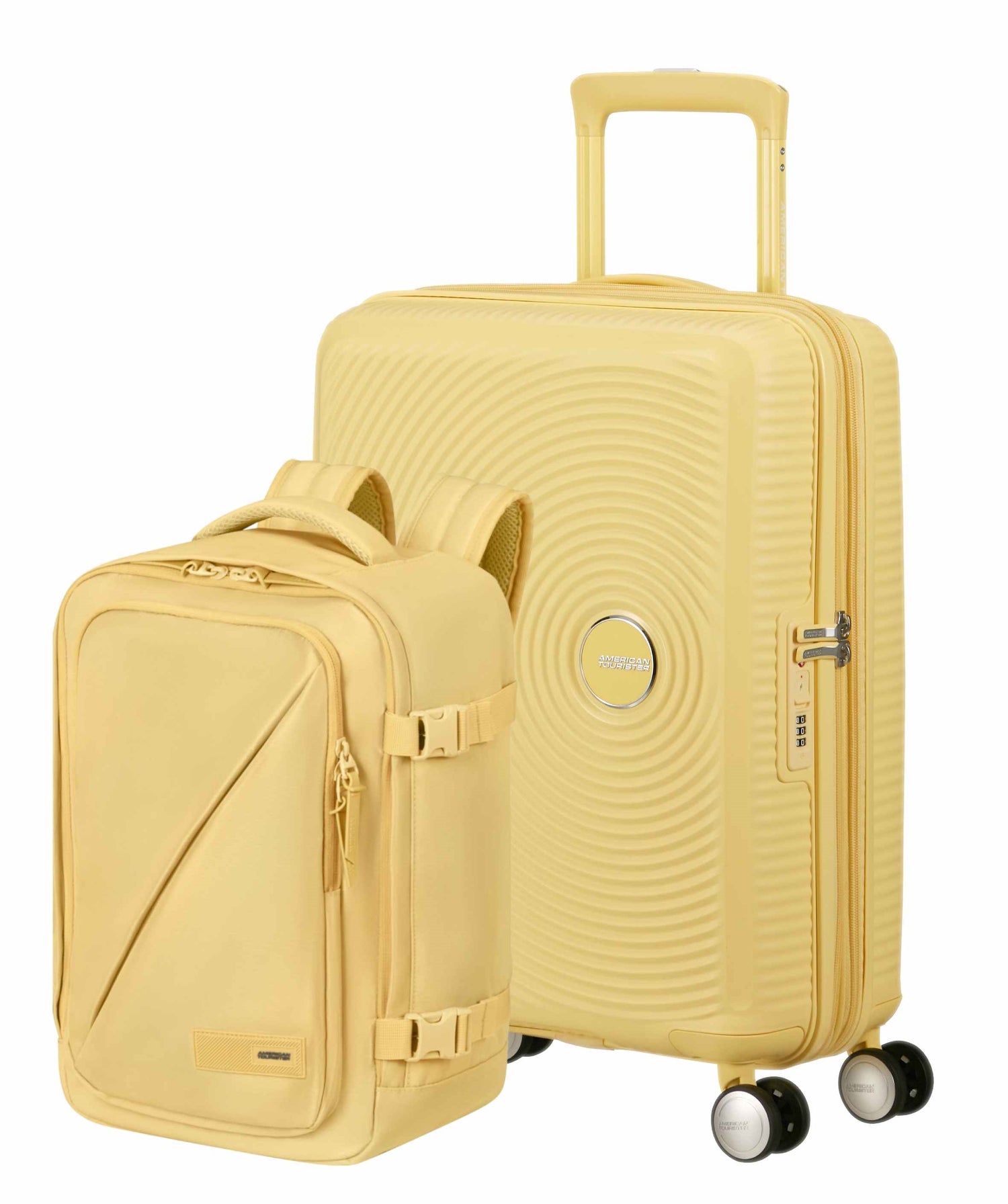 Pack Valise cabine SoundBox + Sac à dos Take2cabin de American Tourister - Passé jaune