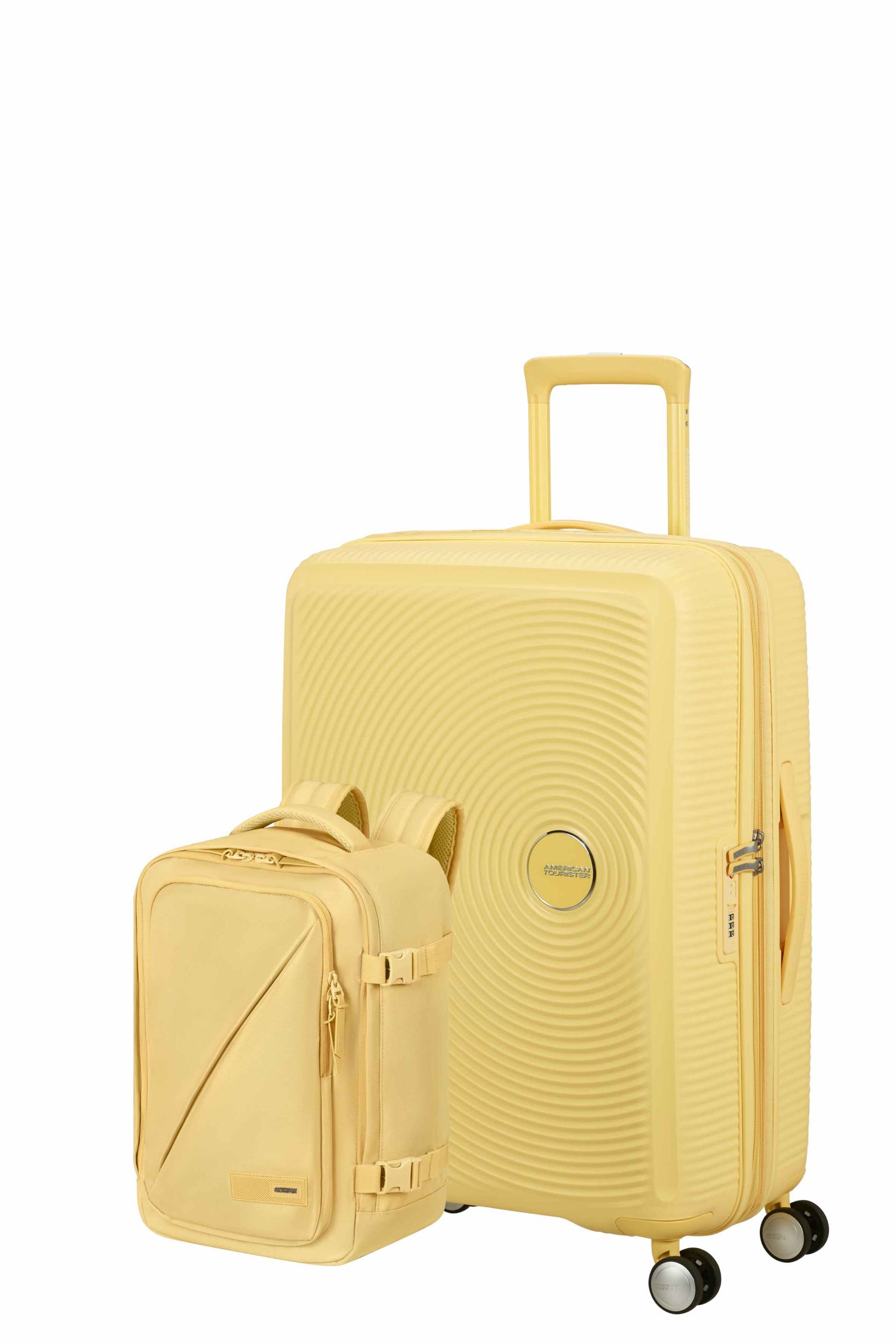 Pack Mittlerer Koffer SoundBox + Rucksack Take2cabin von American Tourister - Past Gelb