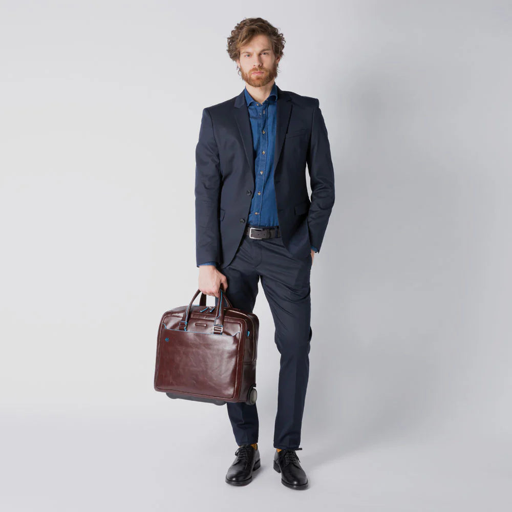 VALIGETTA TROLLEY IN PELLE CON DUE RUOTE