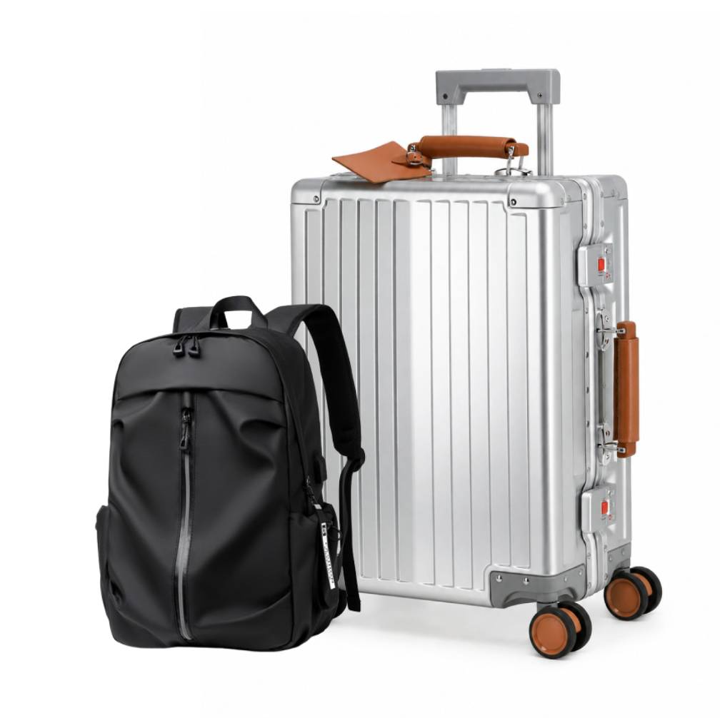 Pack Cabin suitcase 100% aluminum NEW YORK 2.0 + NEWARK waterproof backpack GREENWICH