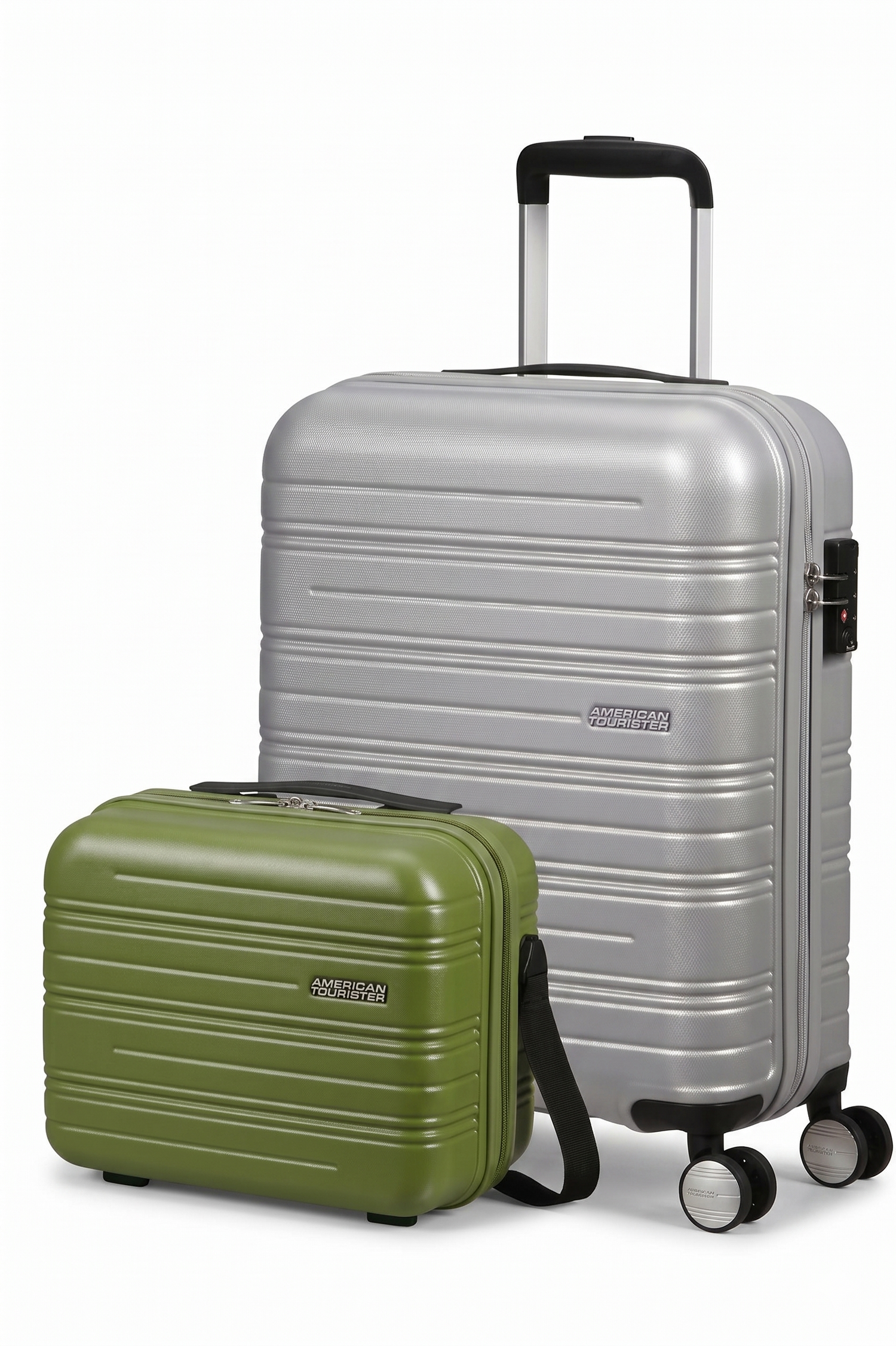 AMERICAN TOURISTER SET DI Valigia da cabina e NECESER RIGIDO HIGH TURN GRIGIO