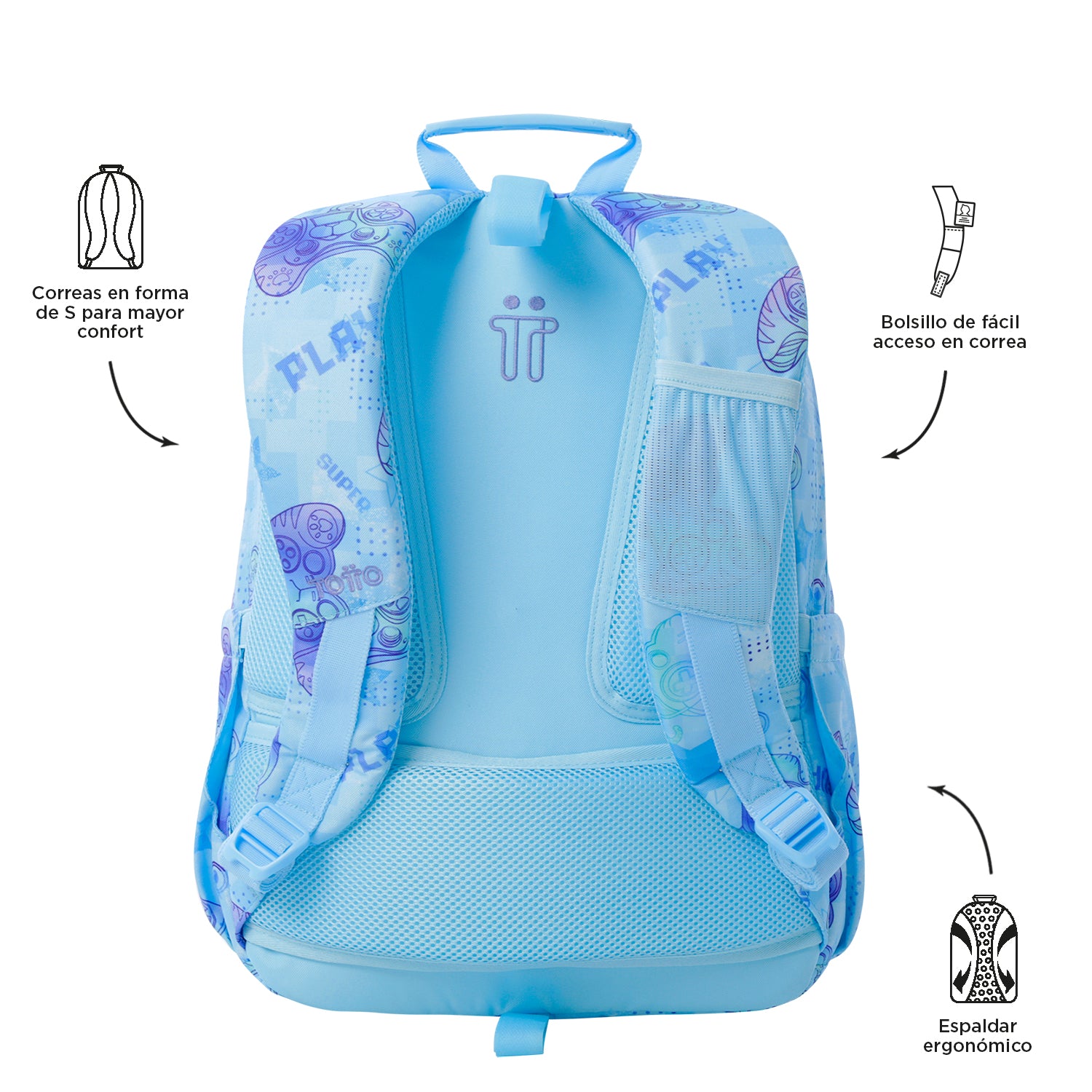 TOTTO Mochila escolar adaptable a carro Polar 1FY- Acuareles