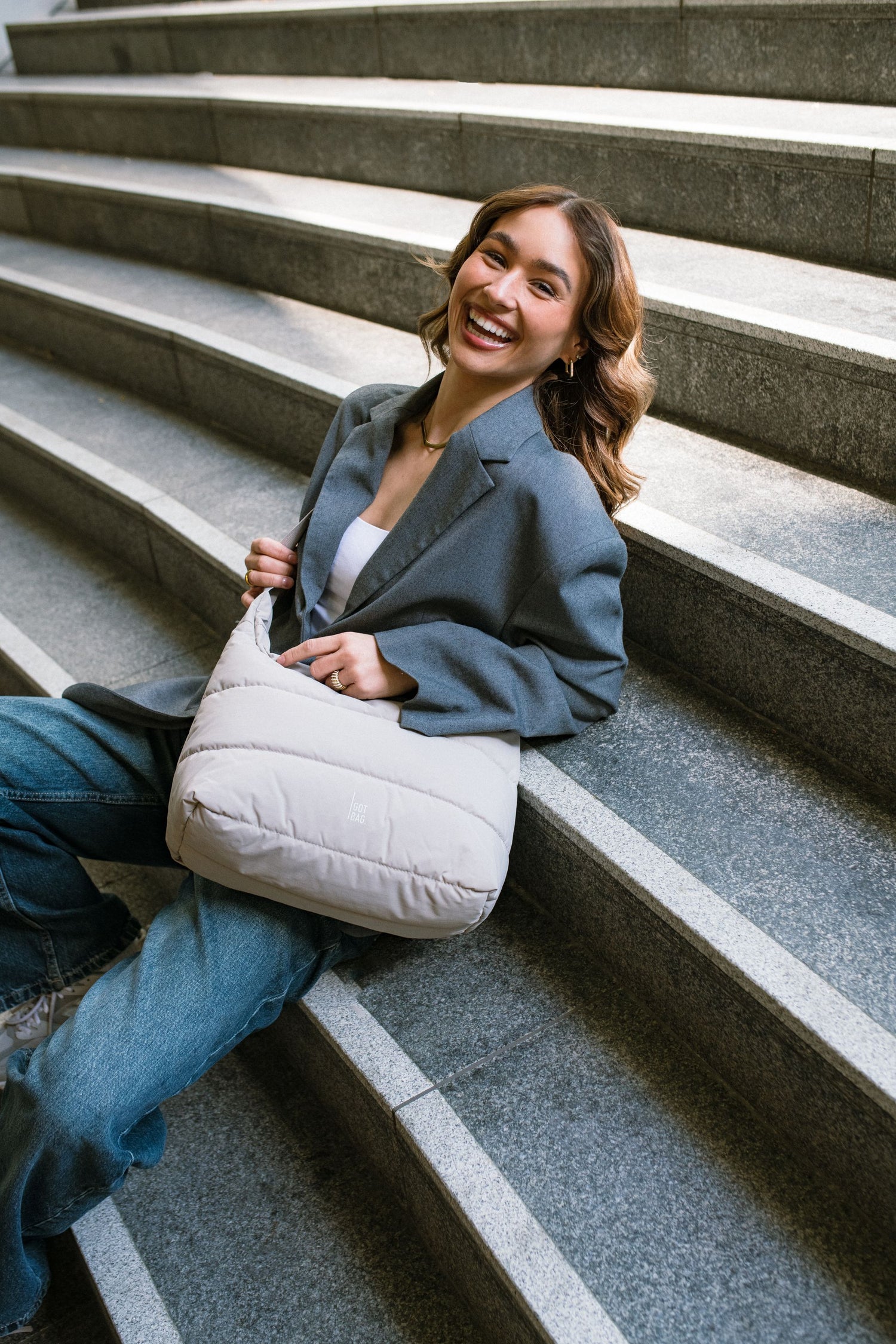 GOT BAG PUFFER SQUARE BAG LARGE MONOCHROME