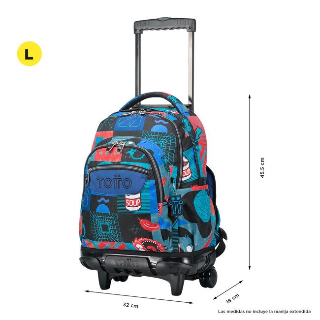 TOTTO Schul -Rucksack mit Rädern - Linien - 6JP Cyber -Monster