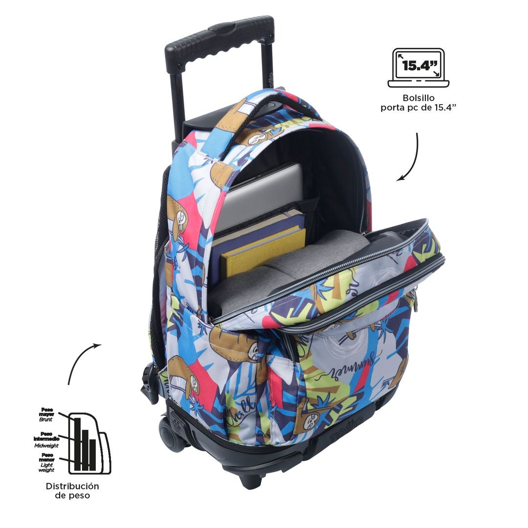 TOTTO Sac à dos scolaire avec roues - lignes - 6yb multicolore Lazel