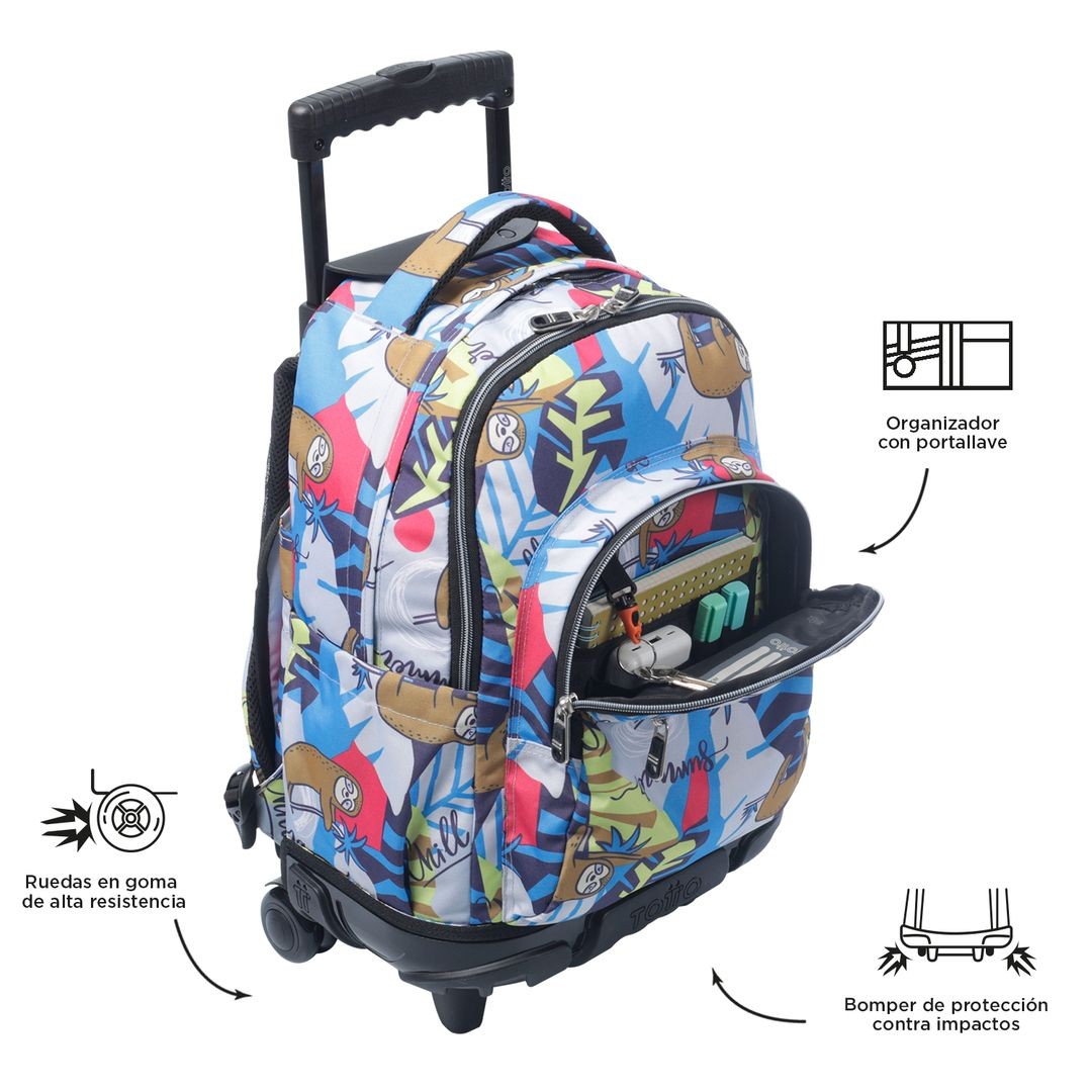 TOTTO Sac à dos scolaire avec roues - lignes - 6yb multicolore Lazel