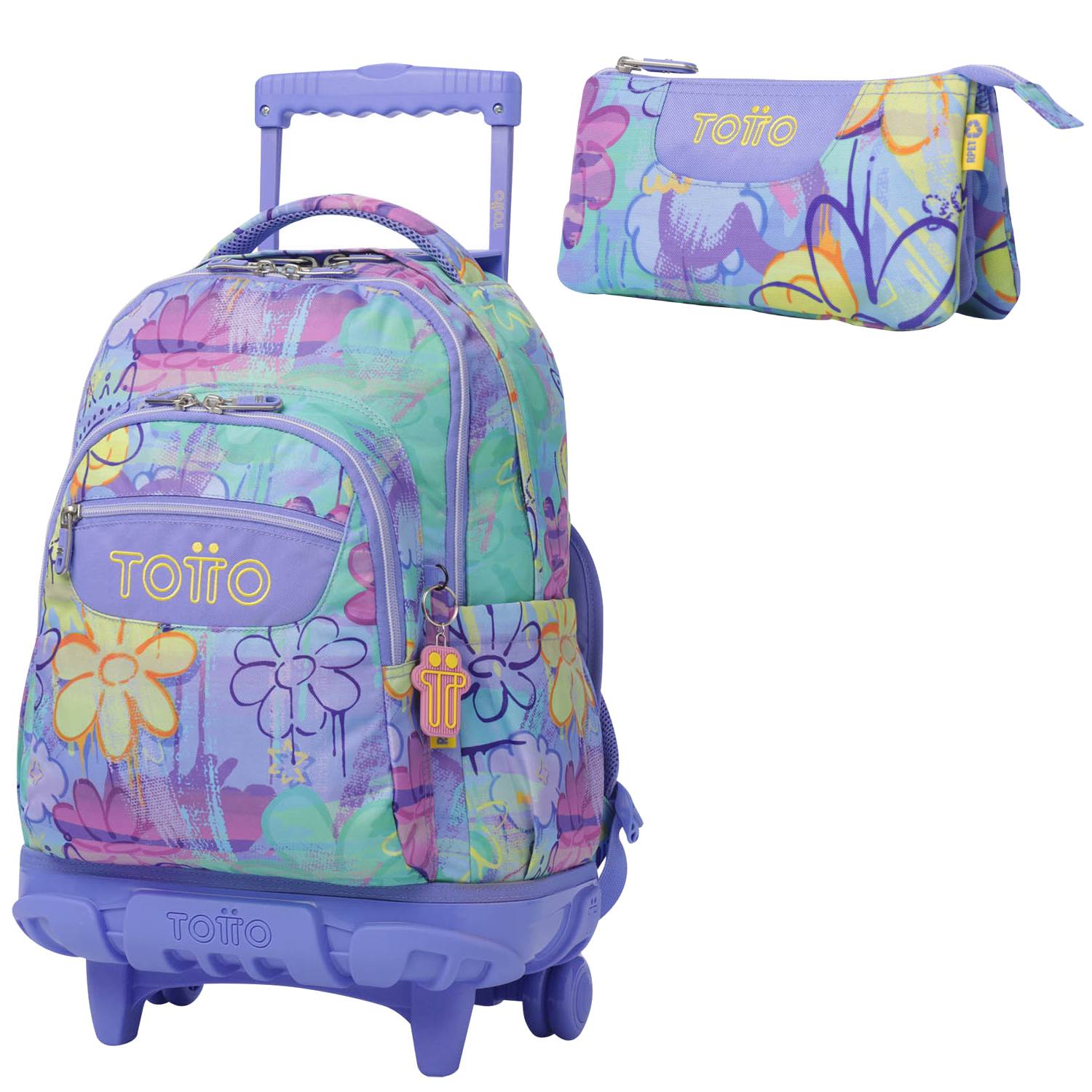 TOTTO Mochila escolar con ruedas Renglones + Estuche Tablero - 5Q8 Grafily