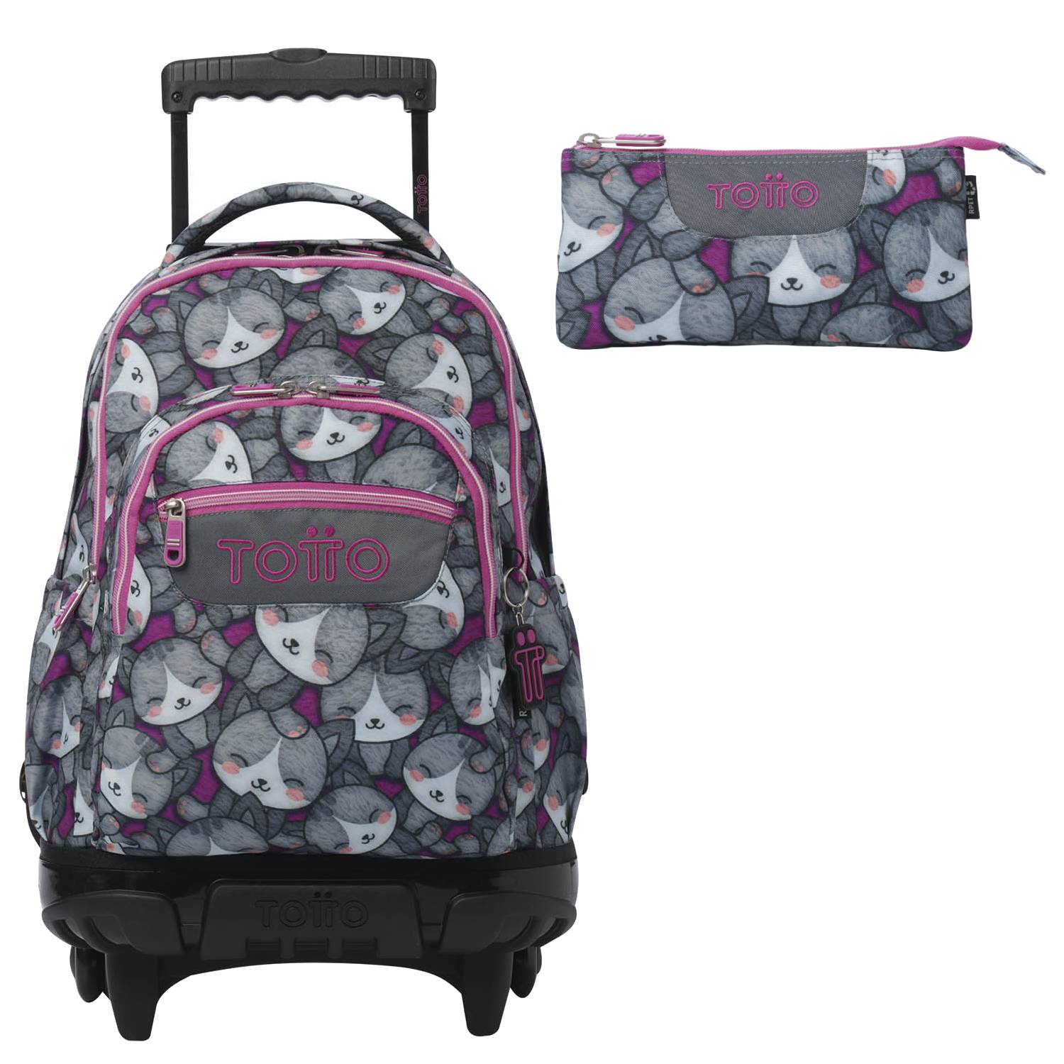 TOTTO School backpack with lines lines + case board - 7yi kitten rose