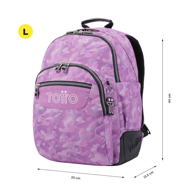 TOTTO Sac à dos scolaire - Crayoles- 9I8- Camouflage rose