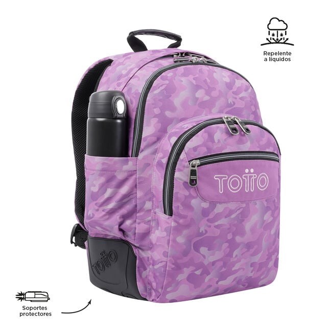 TOTTO Sac à dos scolaire - Crayoles- 9I8- Camouflage rose