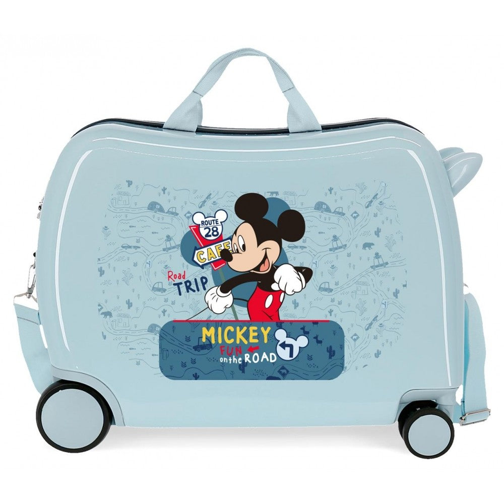 Maleta infantil 2 ruedas multidireccionales Mickey Road Trip Azul