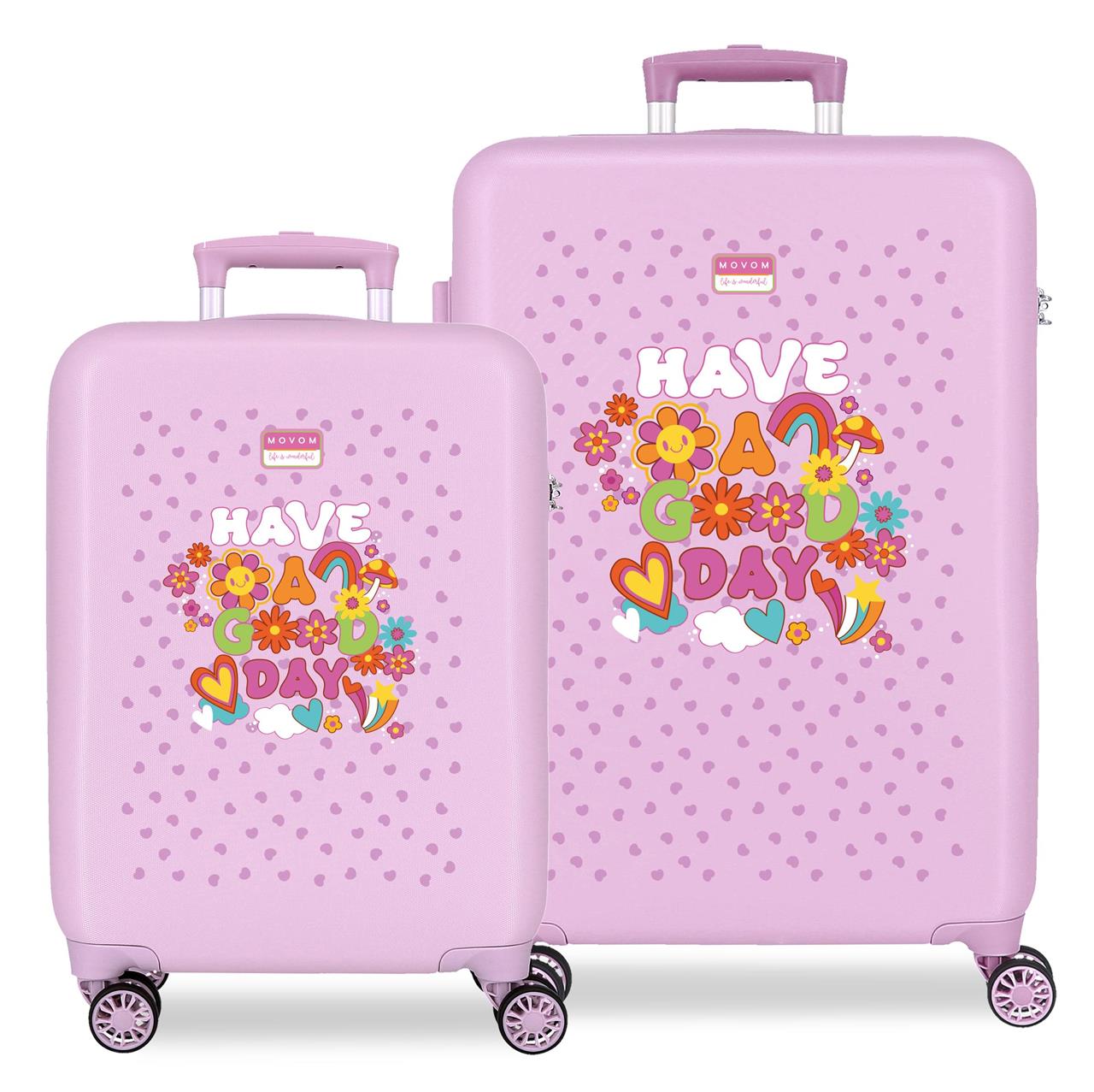 3241441 SET/2 TROLLEY ABS 55-65CM. 4R. MOVOM GOOD DAY LILA