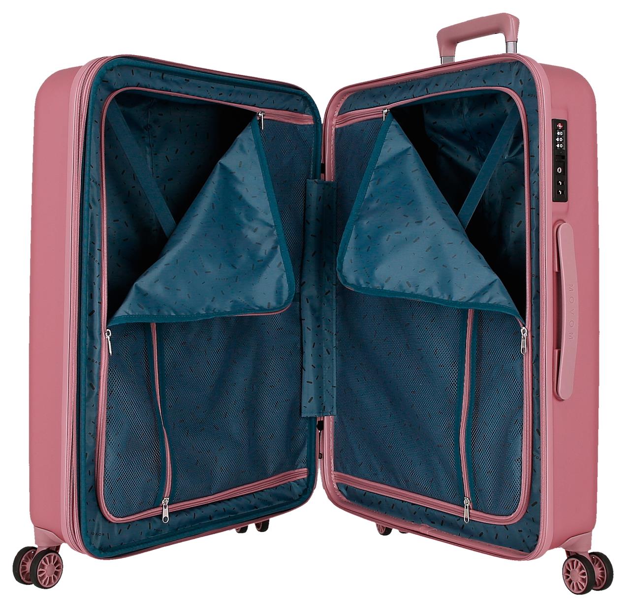531846D SET/3 TROLLEY ABS 55-68-78CM. C/EXP. 4R. WOOD ROSA
