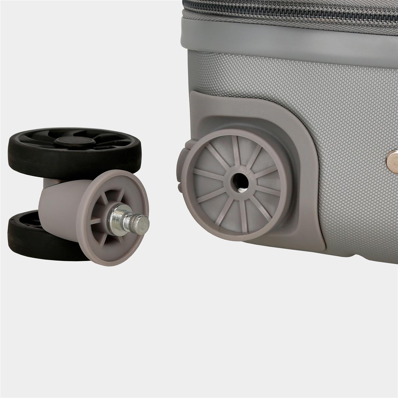 5556322 TROLLEY ABS 40CM. 4R. VERWIJDERBAAR. MOVOM ZILVEREN HOUT