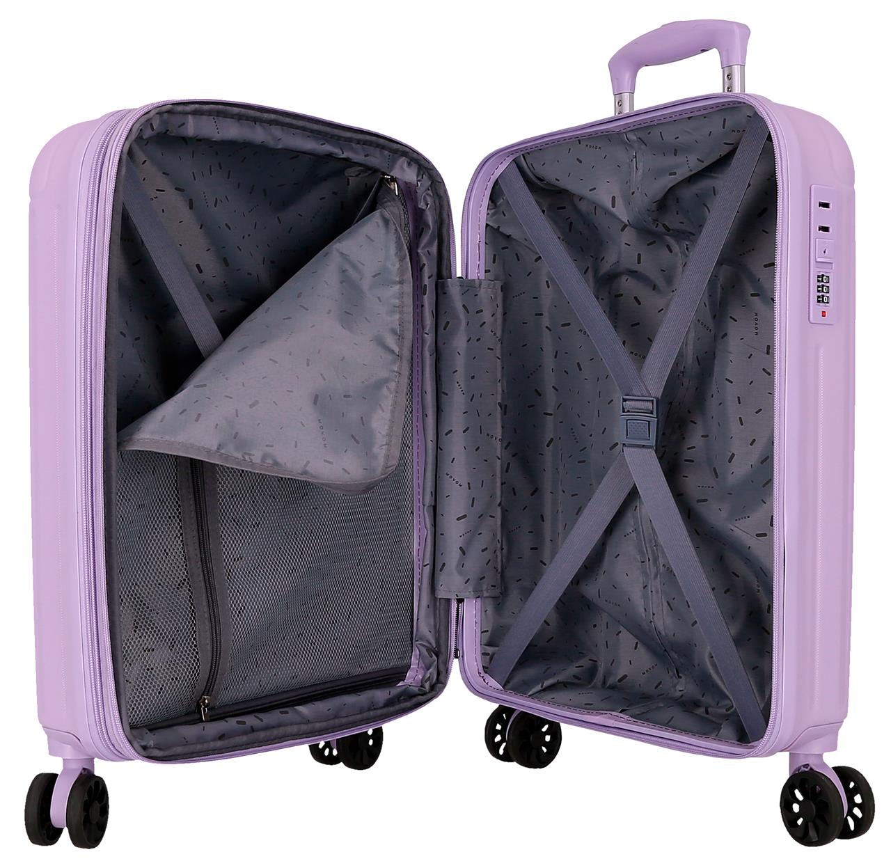 5558426 SET/3 TROLLEY ABS 55-68-78CM. C/ESP. 4R. LEGNO LILLA