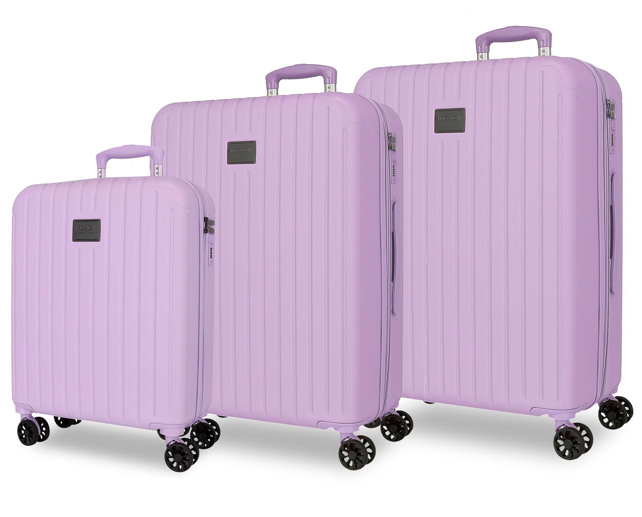 5558426 SET/3 TROLLEY ABS 55-68-78CM. C/ESP. 4R. LEGNO LILLA