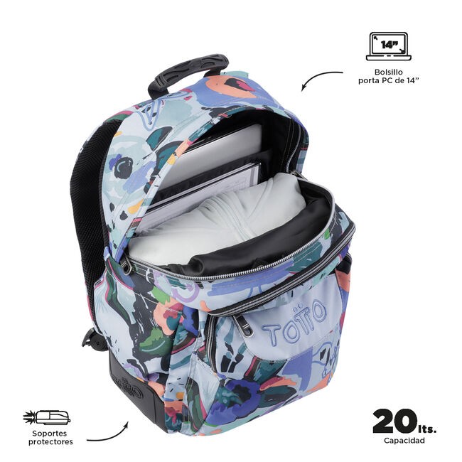 TOTTO Schul -Rucksack - Crayoles- 4H1- Blumen-Leinwand
