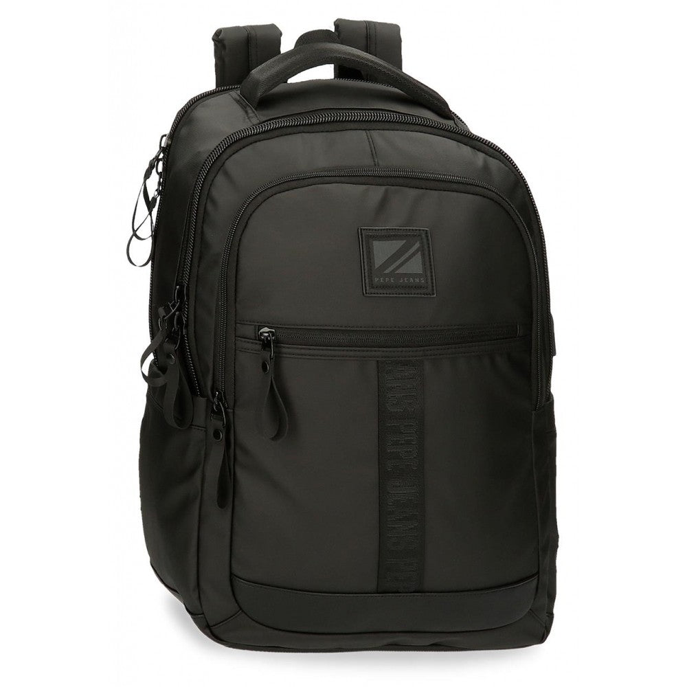 Tietokoneen pidike reppu Pepe Jeans Hoxton kolme mustaa osastoa