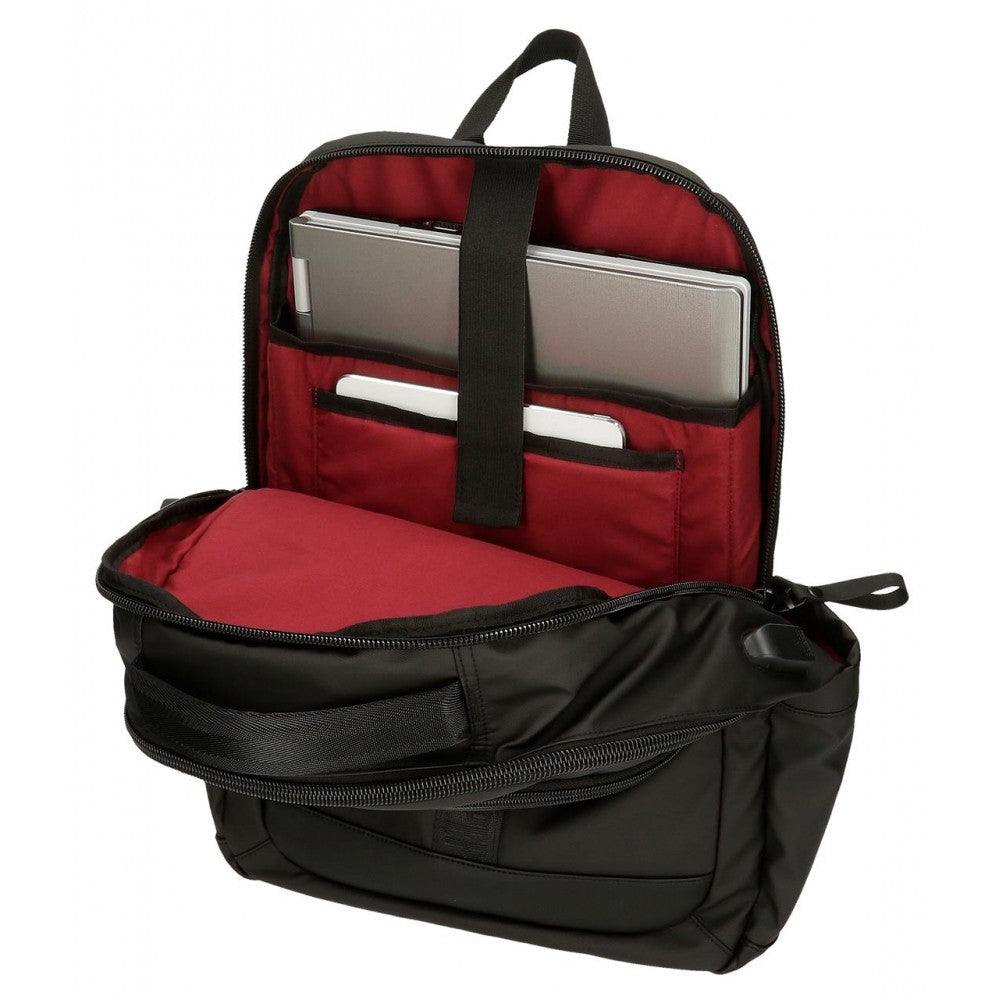 Tietokoneen pidike reppu Pepe Jeans Hoxton kolme mustaa osastoa