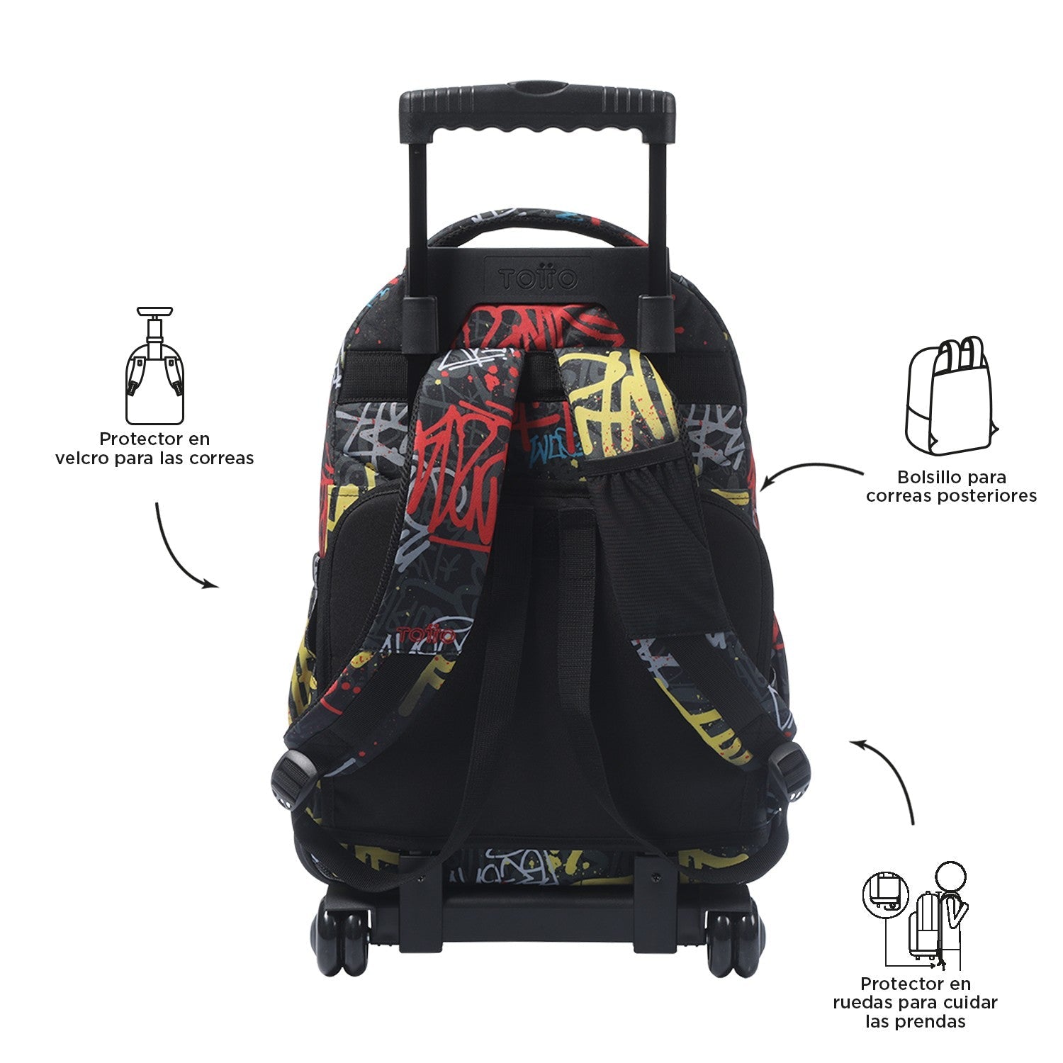 TOTTO School backpack with wheels - lines - 6CS Grafil