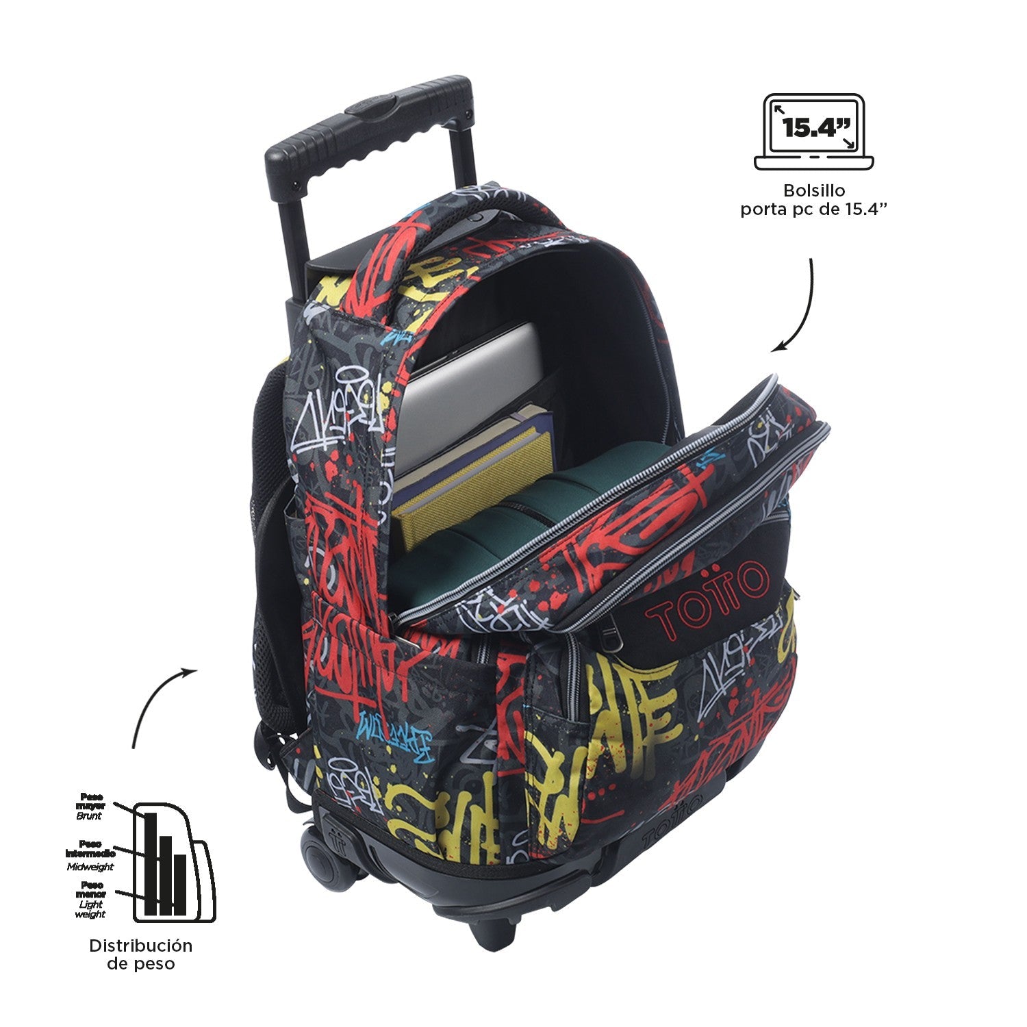 TOTTO School backpack with wheels - lines - 6CS Grafil