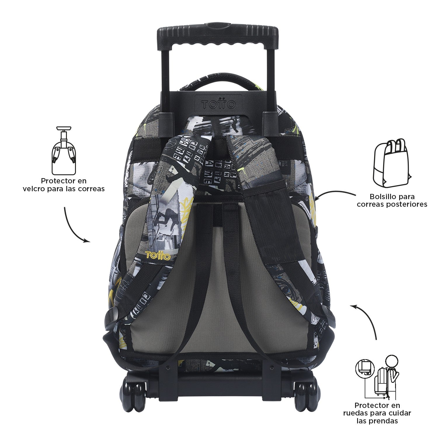 TOTTO School backpack with wheels - lines - 6CT Baski