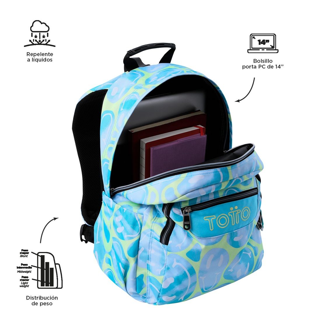 TOTTO School backpack - Acuareles 2AU Happy Flow