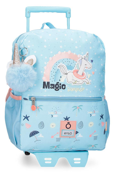 96323T2 MOCHILA ADAP. 32CM. C/CARRO. ENSO MAGIC SUMMER AZUL