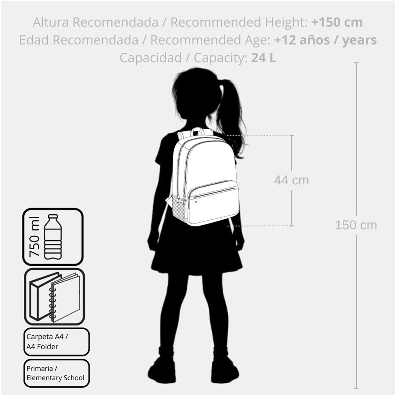 97927T1 ADAP BACKPACK. 44CM. C/CARRO. ENSO NEW VIBES