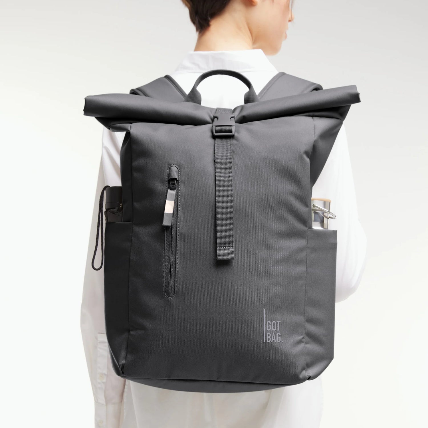 Tenho mochila de bolsa ROLLTOP Monocromático fácil
