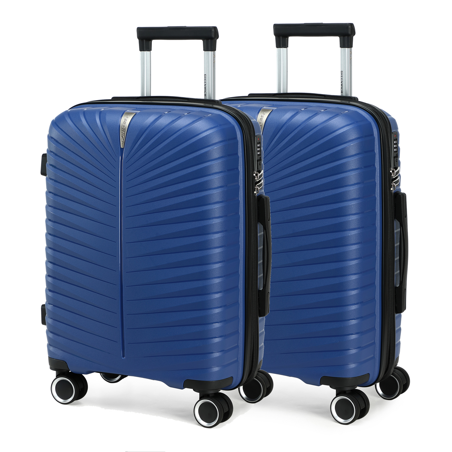 GREENWICH Pack 2 Bagages de cabine 55cm extensible BALI Bleu