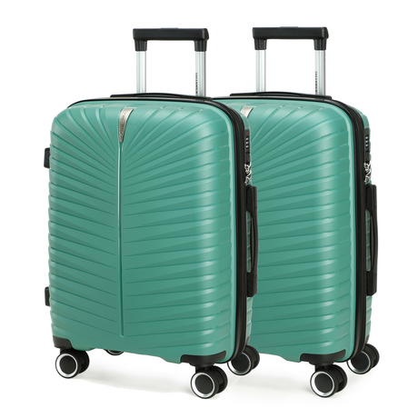 GREENWICH Pack 2 Cabin suitcases 55cm expandable BALI Green