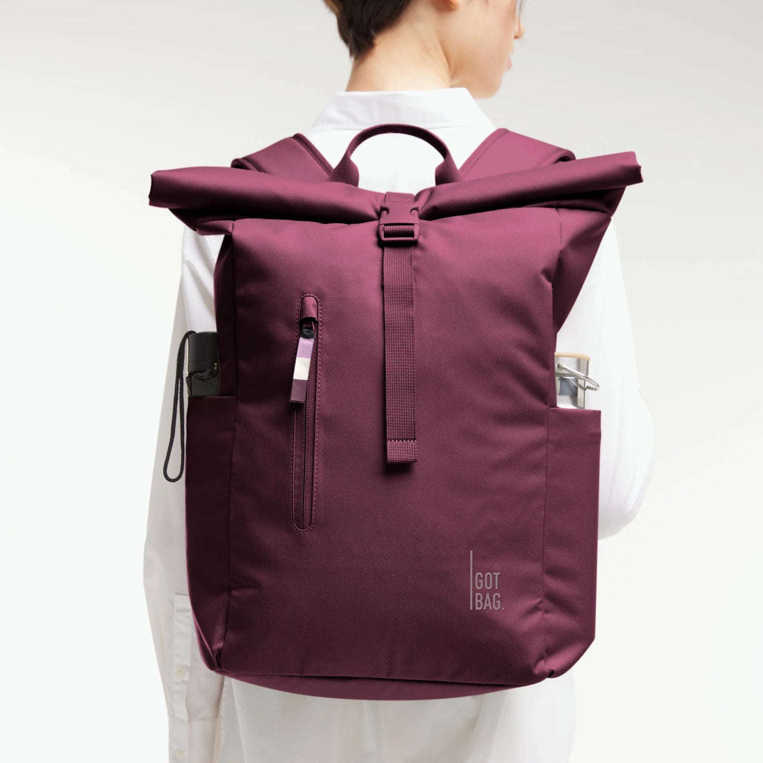 Tenho mochila de bolsa ROLLTOP Monocromático fácil