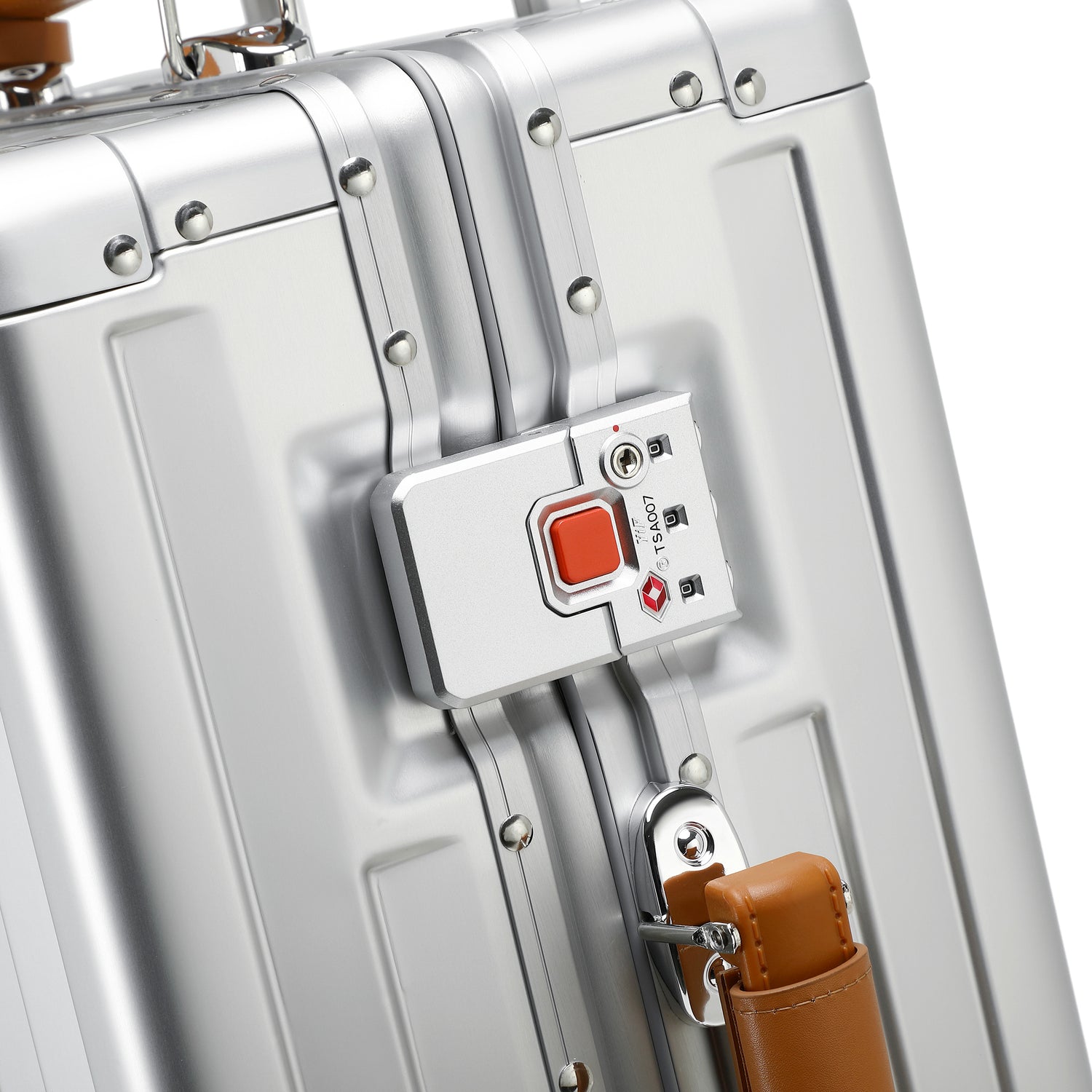 GREENWICH set von Aluminiumkoffern mit Griff aus veganem Leder NEW YORK 2.0