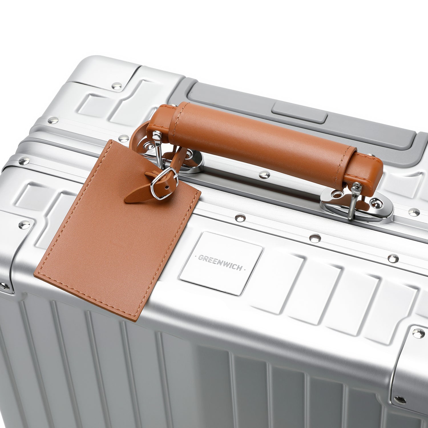 GREENWICH set von Aluminiumkoffern mit Griff aus veganem Leder NEW YORK 2.0