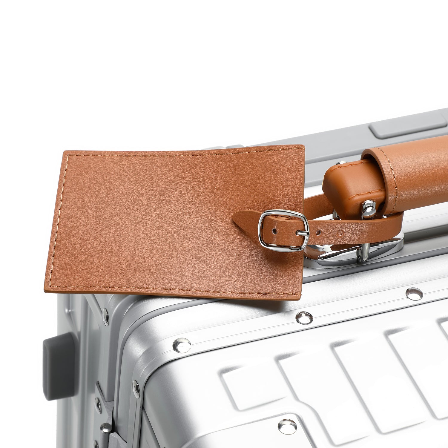 GREENWICH set von Aluminiumkoffern mit Griff aus veganem Leder NEW YORK 2.0