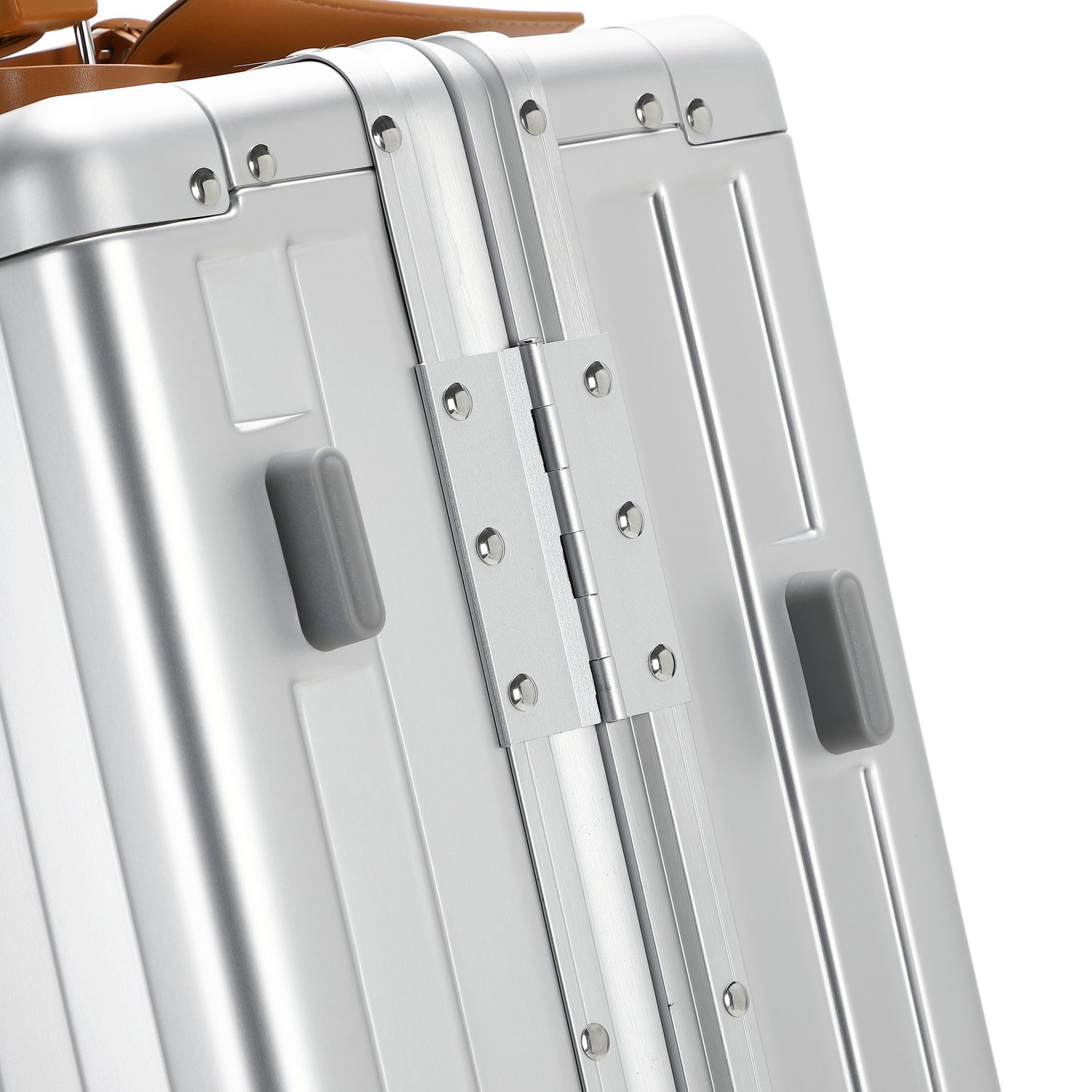 GREENWICH set von Aluminiumkoffern mit Griff aus veganem Leder NEW YORK 2.0