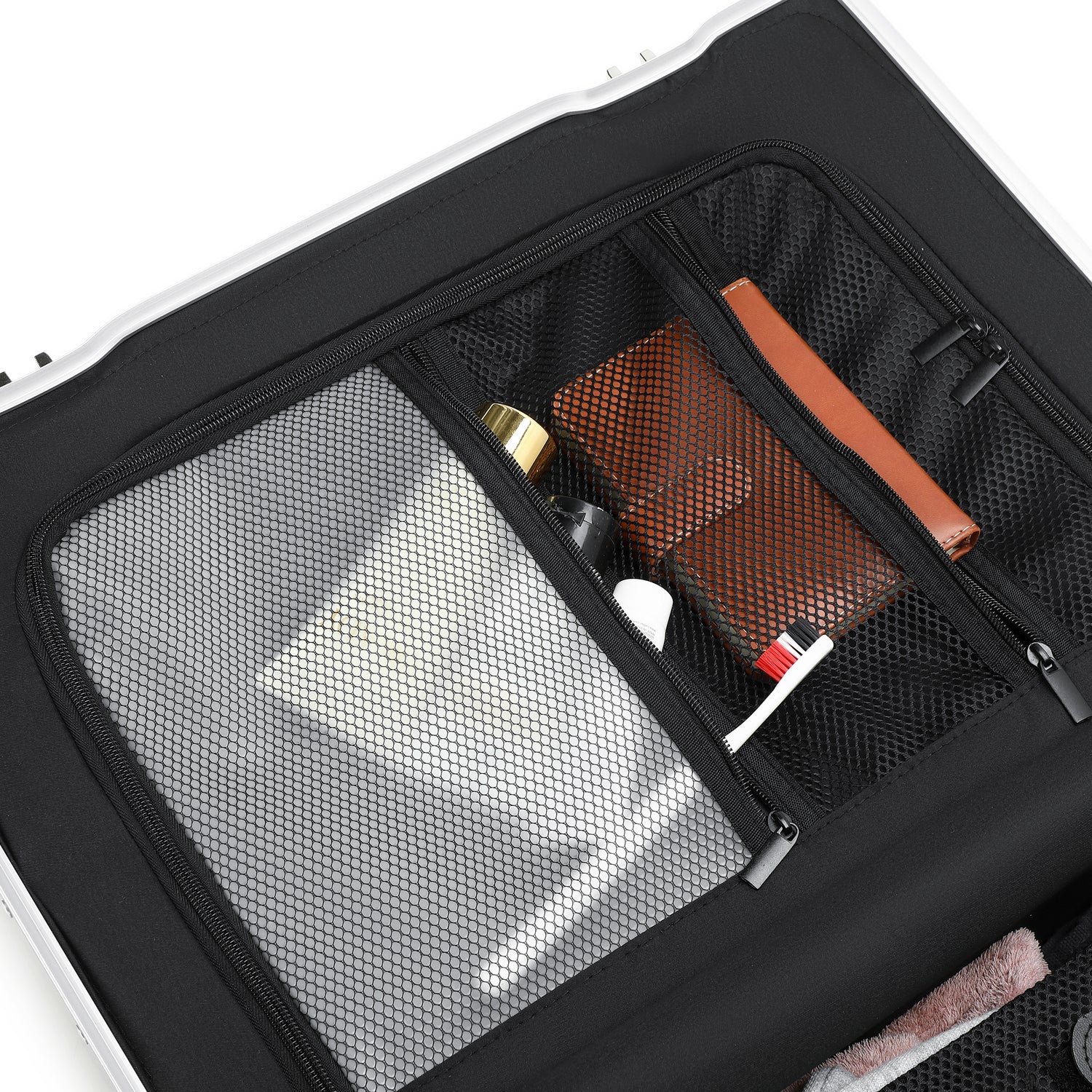 GREENWICH set von Aluminiumkoffern mit Griff aus veganem Leder NEW YORK 2.0