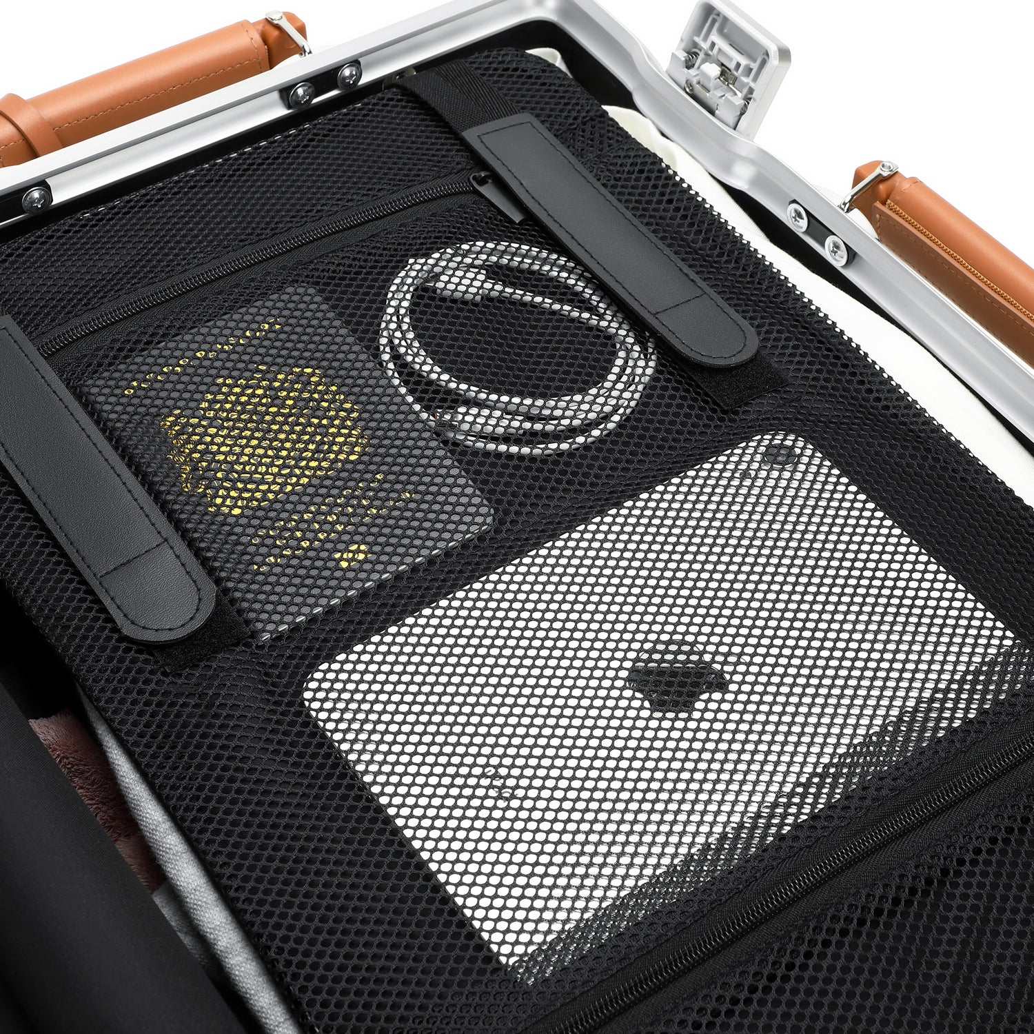 GREENWICH set von Aluminiumkoffern mit Griff aus veganem Leder NEW YORK 2.0