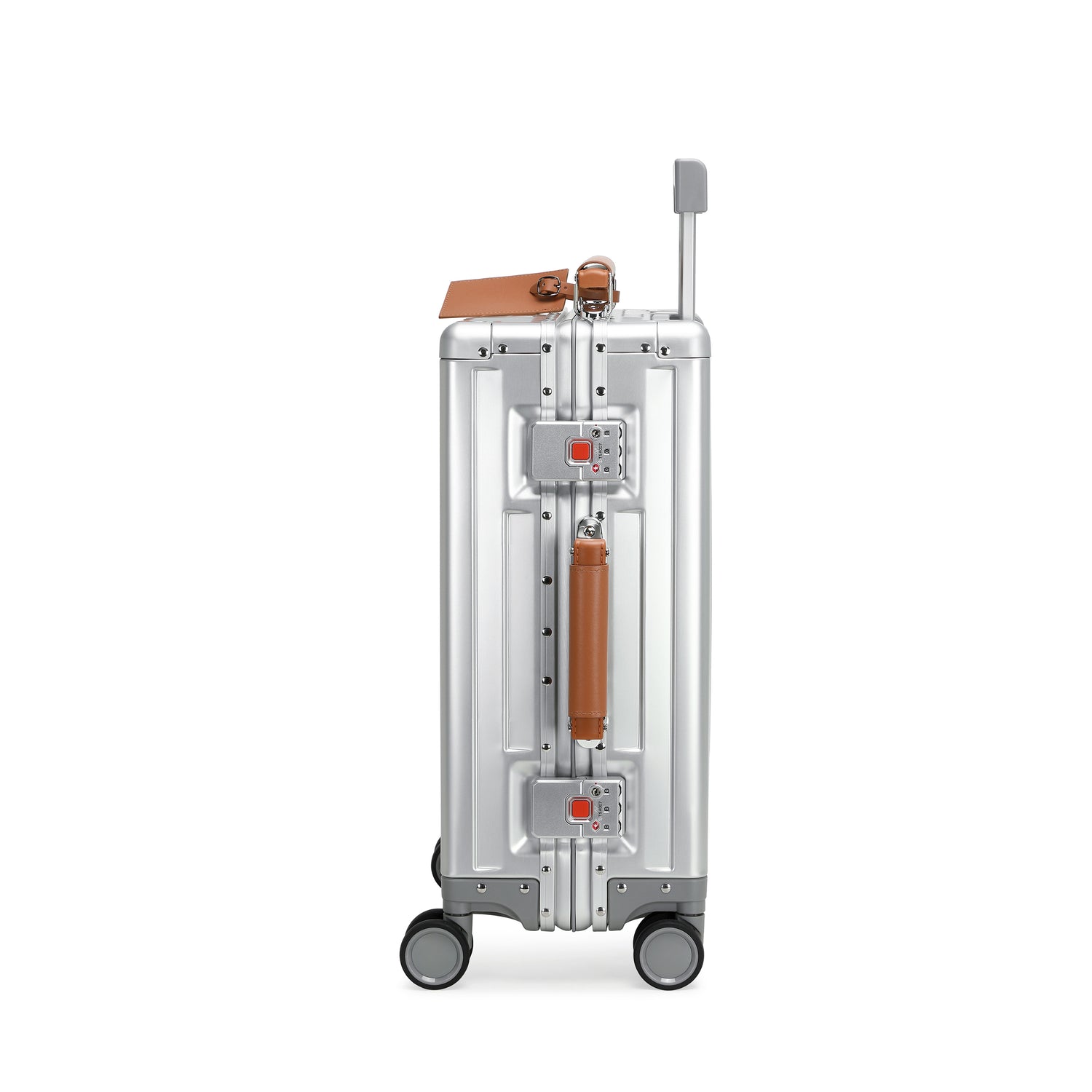 GREENWICH set von Aluminiumkoffern mit Griff aus veganem Leder NEW YORK 2.0