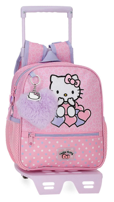 20321T1 MOCHILA ADAP. 25CM. C/CARRO. HELLO KITTY HEARTS & DO