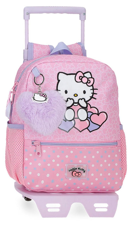 20322T1 MOCHILA ADAP. 28CM. C/CARRO. HELLO KITTY HEARTS & DO