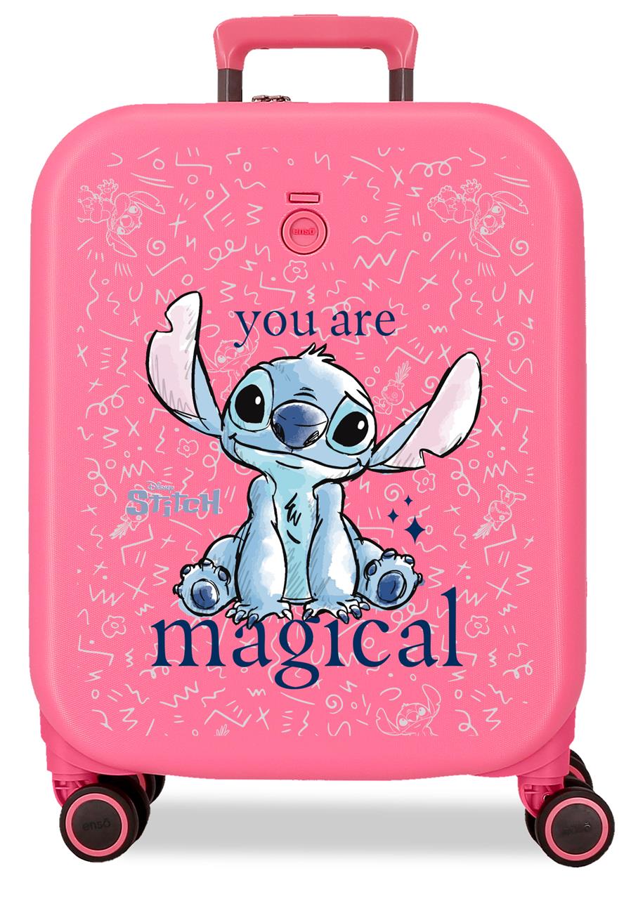 3859125 TROLLEY ABS 55CM.4R.STITCH YOU ARE MAGICAL FUCHSIA