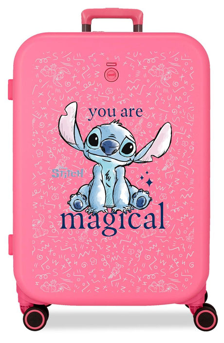 3859225 TROLLEY ABS 70cm.4r.STITCH YOU ARE MAGICAL FUCHSIA