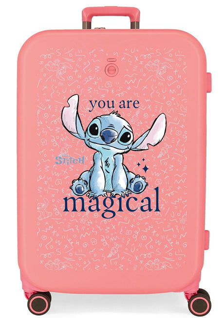 3859226 TROLLEY ABS 70cm.4r.STITCH YOU ARE MAGICAL CORAL